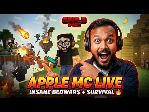 Minecraft LIVE 🚀 AppleMC Survival + BedWars OP Clutches 🔥