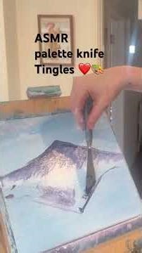 ASMR palette knife on canvas board scraping sounds.Mountain &reflection. #bobross #asmr #asmrtingles