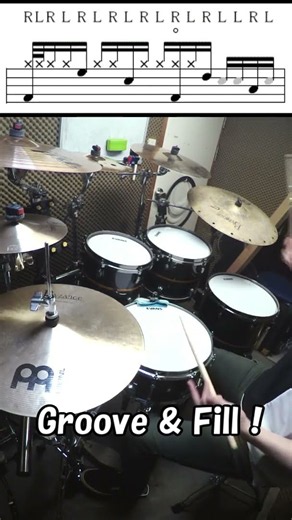 いますぐ使えるフィルイン -992個め- (ハイハットを使ったフィル) #shorts #drummer #drums #ドラムフィルイン #ドラムテクニック #drumlessons