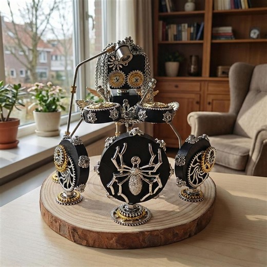 Steampunk-style Handmade Metal Drummer Robot Figurine, Gear-mechanical Spider Band Model, Desktop Decoration With Lights. - Etsy