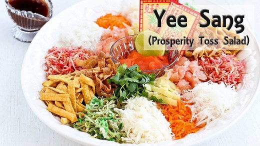 Usher in the Chinese New Year with this colorful Yee Sang (Prosperity Toss Salad). It is a fun and tasty salad symbolizing abundance, prosperity, and vigor. Get recipe --> https://www.malaysianchinesekitchen.com/yee-sang-prosperity-toss-salad/ | Malaysian Chinese Kitchen