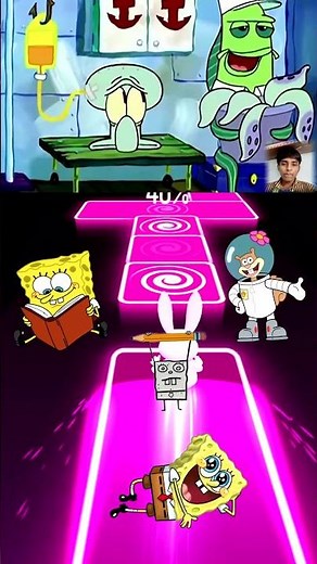 Spongebob VS Sandy Cheeks VS Patrick Star VS Squidward - Tiles Hop Battle