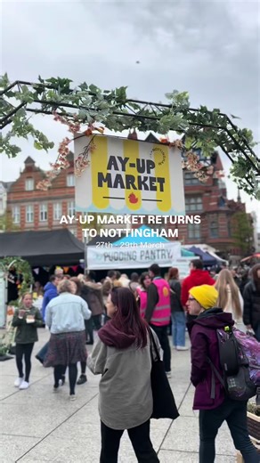 This is your sign to visit this years Ay-Up Market located in market square from the 27th - 29th March ✨ Discover 90 independent vendors, street food, local music, workshops and entertainment ALL weekend long! 📍Old Market Square 📲 To explore the full line up visit @itsinnottingham (this footage is taken from previous Ay-Up Markets) #nottingham #ayupmarket #itsinnottingham #thingstodo #independantmarket
