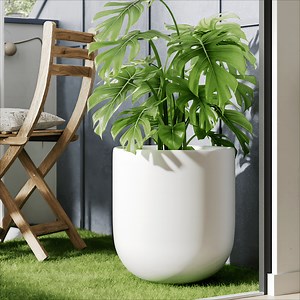 BEMAY 12" Ceramic Plant Pots, Large Flower Pots with Drain Holes& Plug Indoor Planter, White Outdoor Planter
