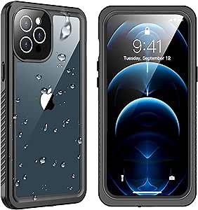 SPIDERCASE Designed for iPhone 12 Pro Max Case, Waterproof Built-in Screen Protector, Shockproof Full Body Cover Rugged Case for iPhone 12 Pro Max 6.7” 2020 Released (Black/Clear)
