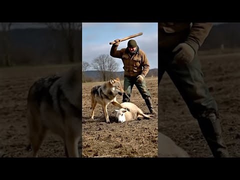 Brave Farmer Fights Off Wolf Attacking A Helpless Sheep #Wolf #Rescue