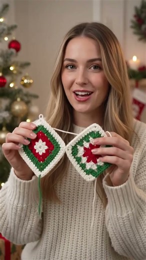 Christmas Crochet Hanging Ornament 🎄 | Beautiful Granny Square Holiday Decoration #etsy #crochet