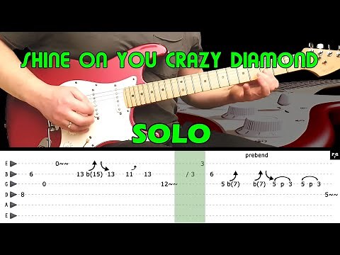 SHINE ON YOU CRAZY DIAMOND - Guitar lesson - Guitar solo (with tabs) - Pink Floyd