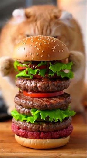 Angry Cat Makes Giant Burger #WatchTillEnd #POV #OriginalContent #ViralVideo #Trending #FYP