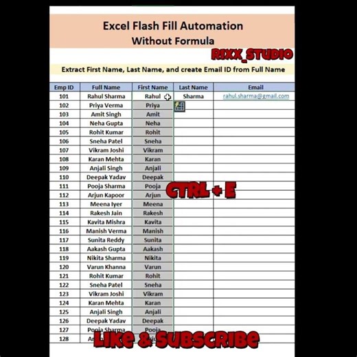 Excel Automation Without Formula 2026 Flash Fill Ctrl + E Trick