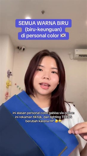 Personal Color Analysis Surabaya 🇰🇷 on Instagram: "blue-purple colors! sayangnya, memang kalau melalui kamera hp jadi beda beda ya 😓 next akan kami coba pakai kamera profesional yaa 🙏🏻 kalau pakai HP memang tergantung fitur AUTO TIKTOK 😞💔"