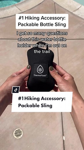 Our lightweight, packable water bottle sling gives our 24oz bottles a stretchy hug. It folds into a small carry pouch with a top loop for one-finger carrying or clipping. . . #thermoflask #thermoflaskusa #bottlesling #waterbottlesling #hikingaccessories #hikingaccessory #hikingirls #hikingadventures #hikingessentials