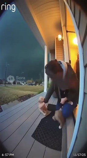 Dogs need help trying to save his life from tornado please help #sora2 #tornado #aivideo #shorts