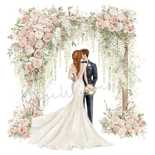 15 Wedding Clipart: Elegant Bride and Groom Couple Illustrations Watercolor (digital Download, 15 Jpgs, 12x12") - Etsy UK