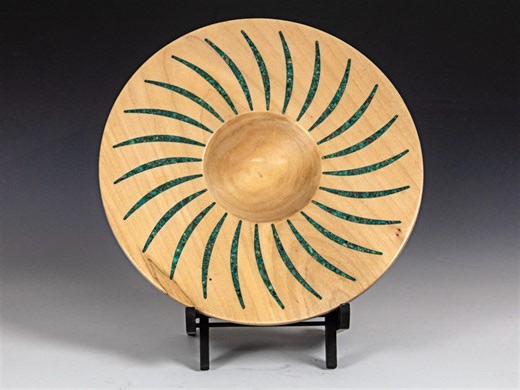 Turquoise Inlay Maple Bowl – Hand Turned – Inlaid Decorative Dish – 8 Inch Artisan Wood Art - Etsy