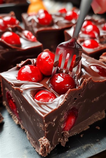23K views · 38 reactions | 驪率 Halloween Dracula’s Dark Cherry Fudge 喝 Rich, dark chocolate fudge swirled with bloody red cherry flavor and topped with candied cherries — a decadent Halloween treat fit for Dracula himself!  Ingredients: * 3 cups dark chocolate chips * 1 can (14 oz) sweetened condensed milk * 2 tablespoons butter ...... Full Recipe in Coʍmеոτ  | Recipes Three | Facebook