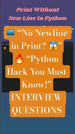 Print Without Newline in Python 😱 | Python Print Hack!🔥 Interview Questions
