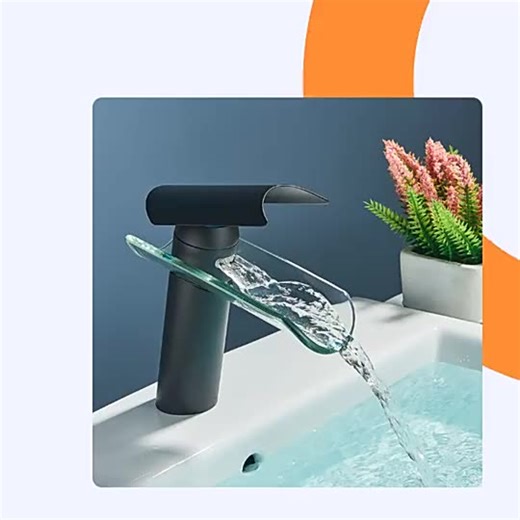 Glass Spout Washbasin Faucet Waterfall Basin Faucet Glass Waterfall Mixer Tap Single Lever Mixer Taps
