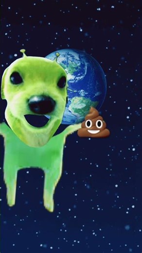 Alien dog with poop