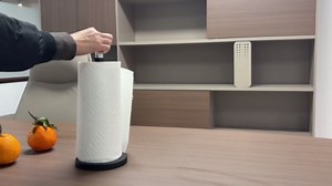 2 in 1 Paper Towel Holder with Spray Bottle, Countertop Paper Towel Holder with Weighted Base, Stainless Steel Paper Towel Roll Holder Black for Kitchen, Bathroom (Black)