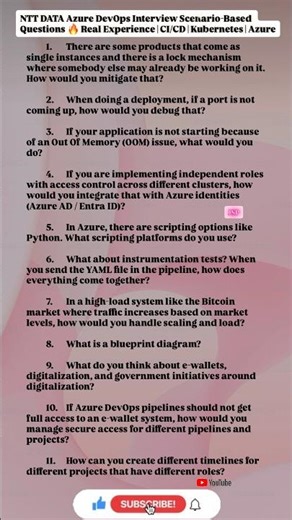 NTT DATA | Azure DevOps Interview Scenario Based Questions Real Experience | CI/CD | Kubernetes