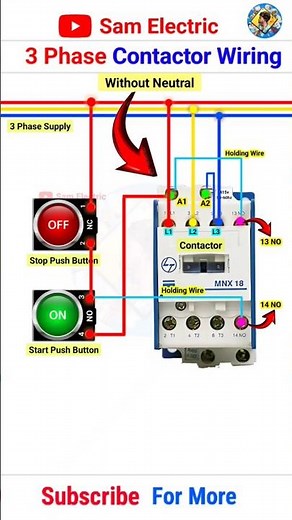 3 phase Contactor wiring l Push Switch connection l #contactor #shrots #shortsfeed #youtubeshorts