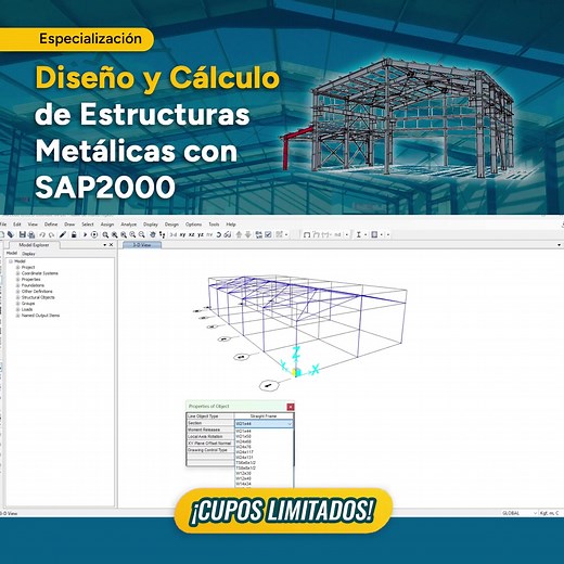 Domina el Diseño y Cálculo de Estructuras Metálicas con SAP2000 (Oferta $29 USD) En nuestro aprenderás: ✅ Diseñar estructuras metálicas seguras y eficientes, aplicando normas internacionales y criterios de resistencia, estabilidad y optimización de materiales. ✅ Modelar y analizar estructuras tridimensionales en SAP2000, evaluando esfuerzos, deformaciones y combinaciones de carga estática y sísmica. ✅ Generar planos y reportes técnicos estructurales, integrando SAP2000 con AutoCAD conforme a los
