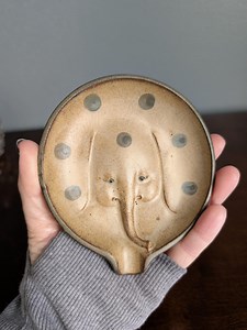Vintage Studio Pottery Elephant Spoon Rest | Handcrafted Stoneware Tea Bag Holder With Blue Polka Dots | Whimsical Animal Trinket Dish - Etsy