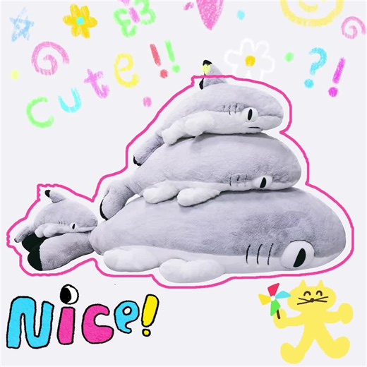 Sharkitty Plush Toy - Cute Anime Calico Shark Kitty in Different Sizes
