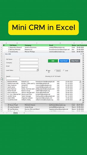 Mini CRM Form in Excel: Lead Management Tutorial