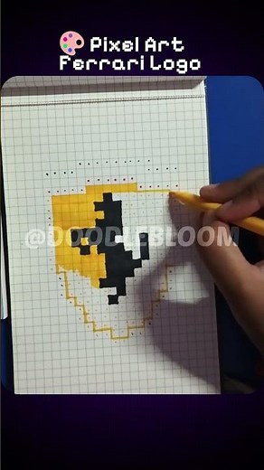 🎨 Satisfying Ferrari Logo Pixel Art | Easy Grid Drawing for Beginners🚗🔥