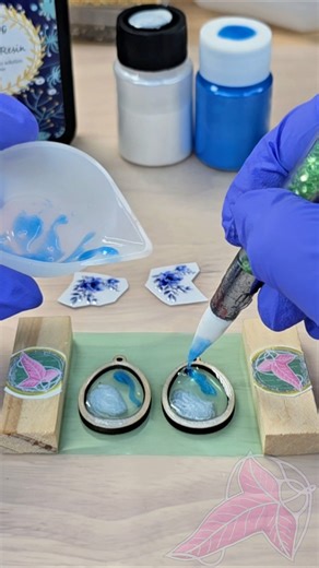 Clear Blue Resin Earrings 💙✨ #diy #resin