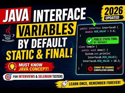 299. Variables inside an interface are by default static and final in Java (Selenium Java 2026)