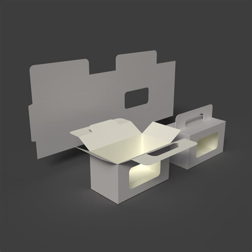 Kotak kardus dengan pegangan pembawa Buka kemasan tertutup dan dibongkar Model 3D in Lainnya 628614 | 3DExport