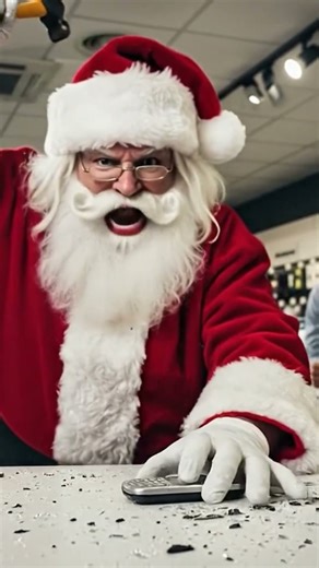 Angry Santa SMASHES Phones With Hammer #shorts