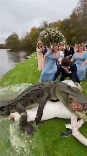 Crocodile Suddenly Attacks Bride During Lakeside Wedding