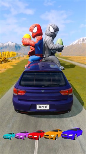 Beamng Zone on Instagram: "Cars Vs Funny Venom And Spiderman Roblox Eating Fruits BeamNG Drive Part 8"