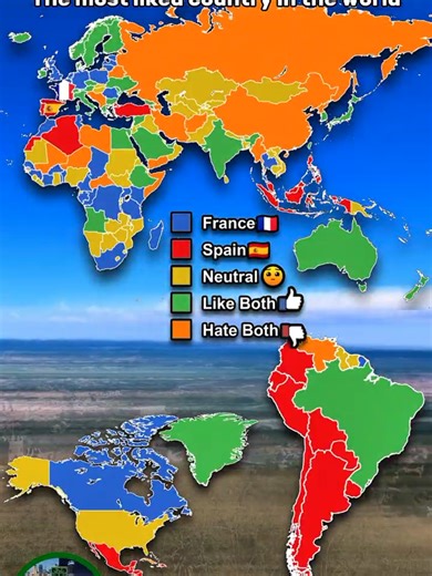 France 🇫🇷 vs Spain 🇪🇸. The most liked country in the world ⚠️ This post was not made to offend anyone, it was not made to benefit. I hope you enjoy my posts ⚠️ Like & subscribe for my channel! @valaney_mapper_1997 This post is 100% created by me, the map is also redrawn & redesigned by me. Please respect my work & by stealing my posts, uploading them to your channel you'll receive a strike ⚠️ #valaneymapper #foryou #foryoupage #fyp #fyppage #map #world #maps #mappingvideo #mappingvideos #map