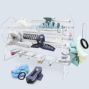 Display Stands,Hair Clip Display Stands,Acrylic Claw Clip Organizer Holder,360-Degree Rotating Claw Clip Holder and Storage,Hair Clip Organizer for Women and Girls