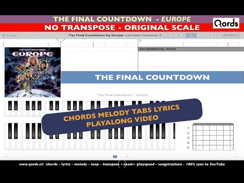 The Final Countdown - EUROPE ; Chords Melody Lyrics PLAYALONG VIDEO #qords_app