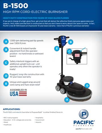 Pacific B-1500 Electric Burnisher - Pacific Floorcare