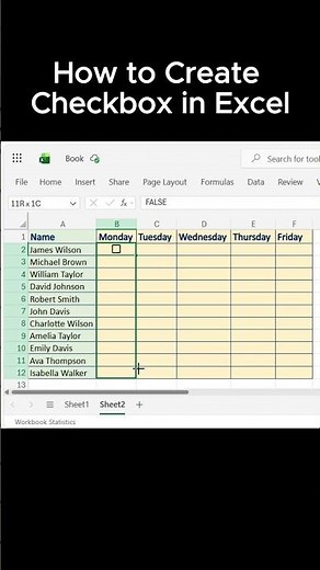 How to create checkbox in Excel #excel #exceltips #exceltricks #microsoft #spreadsheet
