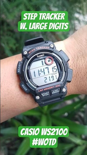 Step tracker with large digits, Casio WS-2100 #wristcheck #casio #steptracker #wotd