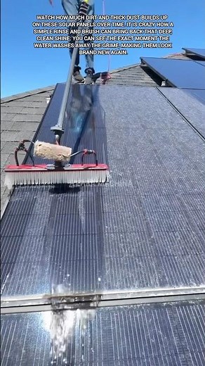 Satisfying solar panel cleaning: Before and after dust removal. #ytshorts