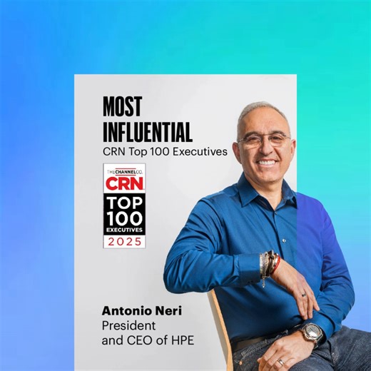 Today we celebrate HPE CEO Antonio Neri being named to the CRN 2025 Top 100 Executives list, with his standout recognition as one of the Most Influential. Read his full interview. https://hpe.to/6189fuxmR | Hewlett Packard Enterprise