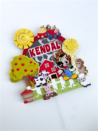 Farmer Mickey Mouse Cake Topper|mickey Mouse Cake Topper|farm Mickey Mouse Birthday Decorations|kids Cake Topper|farm Cake Topper - Etsy