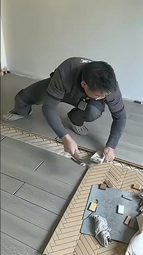 Wooden planks on carpet installation process clean modern floor #shorts