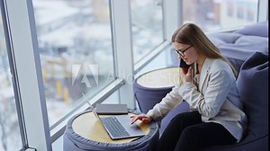 Beautiful young girl talking for business. Succesfull business lady having phone call.
