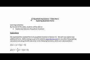 3.2 Part 1 Video - Exploring Quadratic Forms