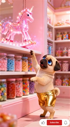 The Cute Pug's Neon pink Rocking car surprise! ⭐ The Coolest Ride to share with all his friends 🐶🤩